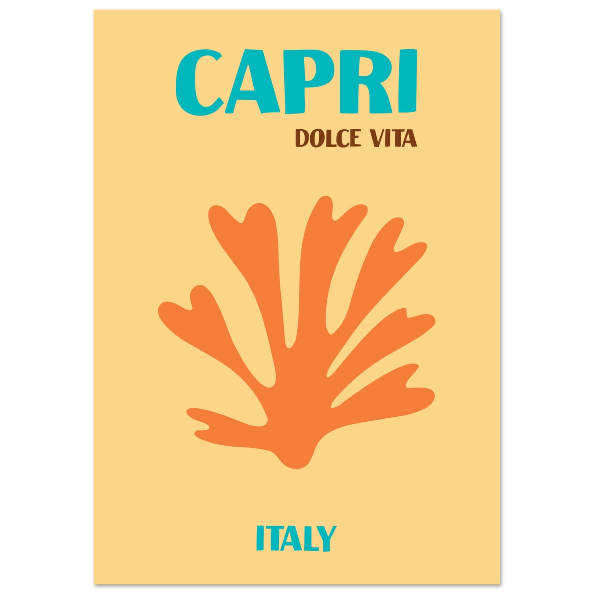 Artfulprints Poster Italië - Capri  - A4 21x29.7 cm - Oranje