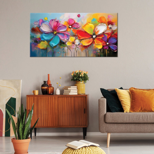 Feeby Obraz na płótnie, Abstrakcja Pastelowe Kolorowe Kwiaty 120x60