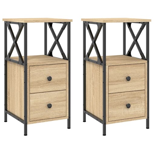 NNEVL Bedside Cabinets 2 pcs Sonoma Oak 34x35.5x70 cm Engineered Wood