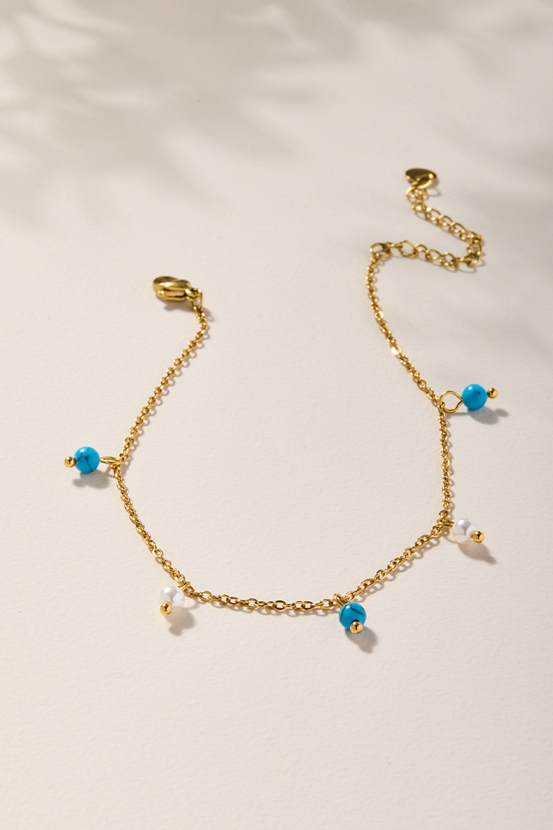 Dana Turquoise Pearl Beaded Anklet