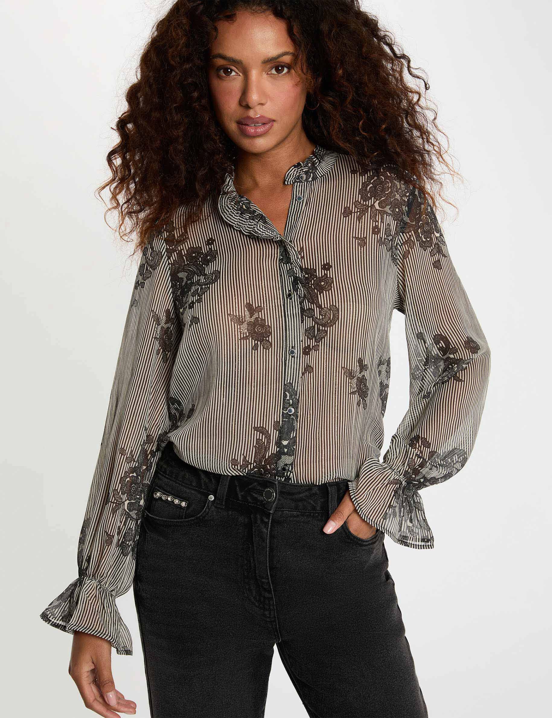 Printed High Neck Shirt Multicolor Women