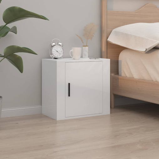 NNEVL Wall-mounted Bedside Cabinets 2 pcs High Gloss White 50x30x47cm