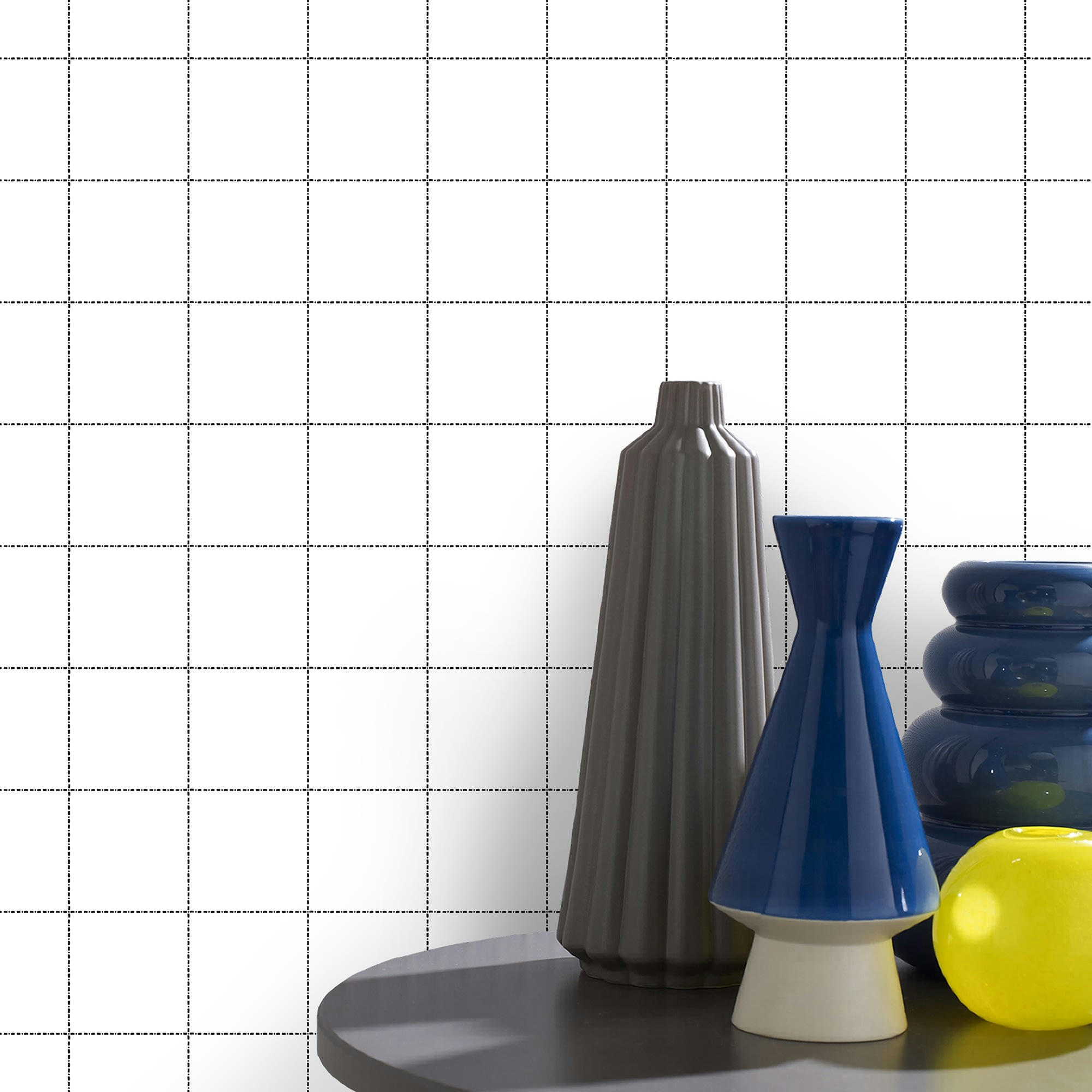 - Papier peint intissé carreaux blanc noir 1005x52cm