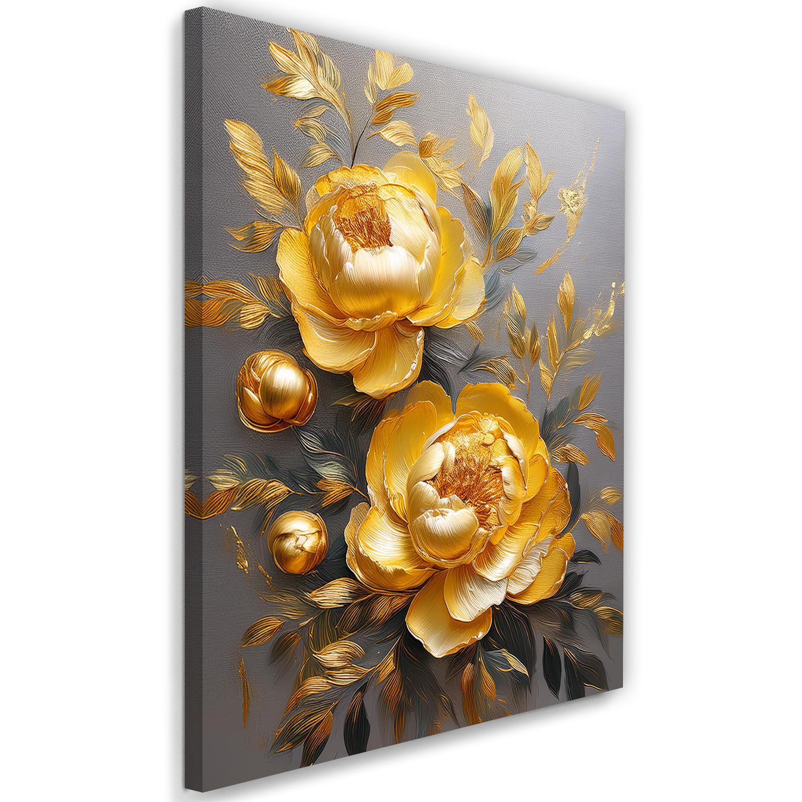 Feeby Obraz na płótnie, Złoty Kwiat Piwonii Glamour 40x60