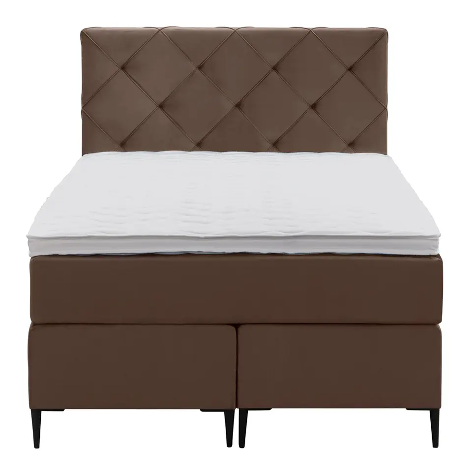 Boxspring Liv geruit - bruin - 120x200 cm - slanke poot