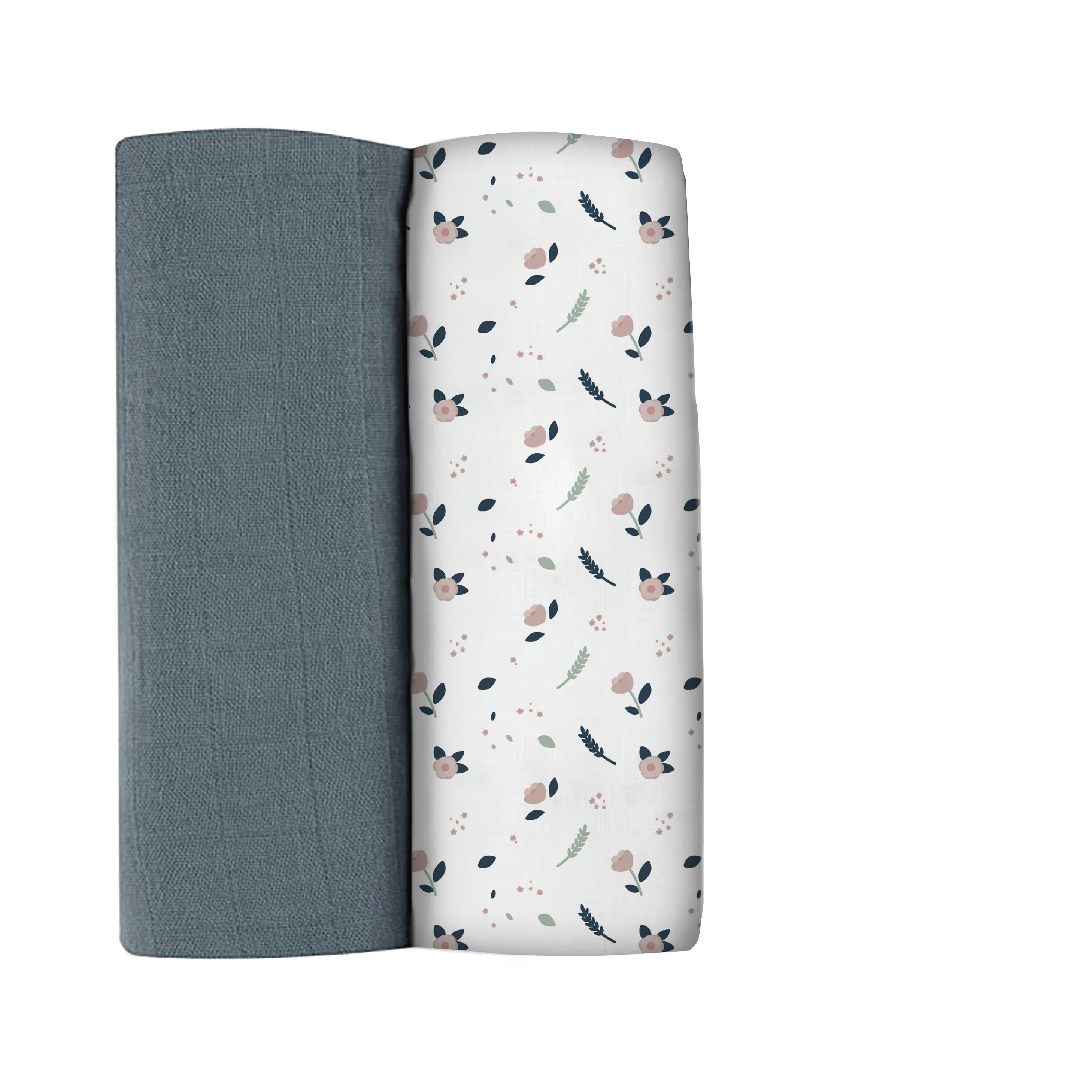 BAIN/SOIN - Lot de 2 langes XXL en coton 120X120 cm marine et imprimé