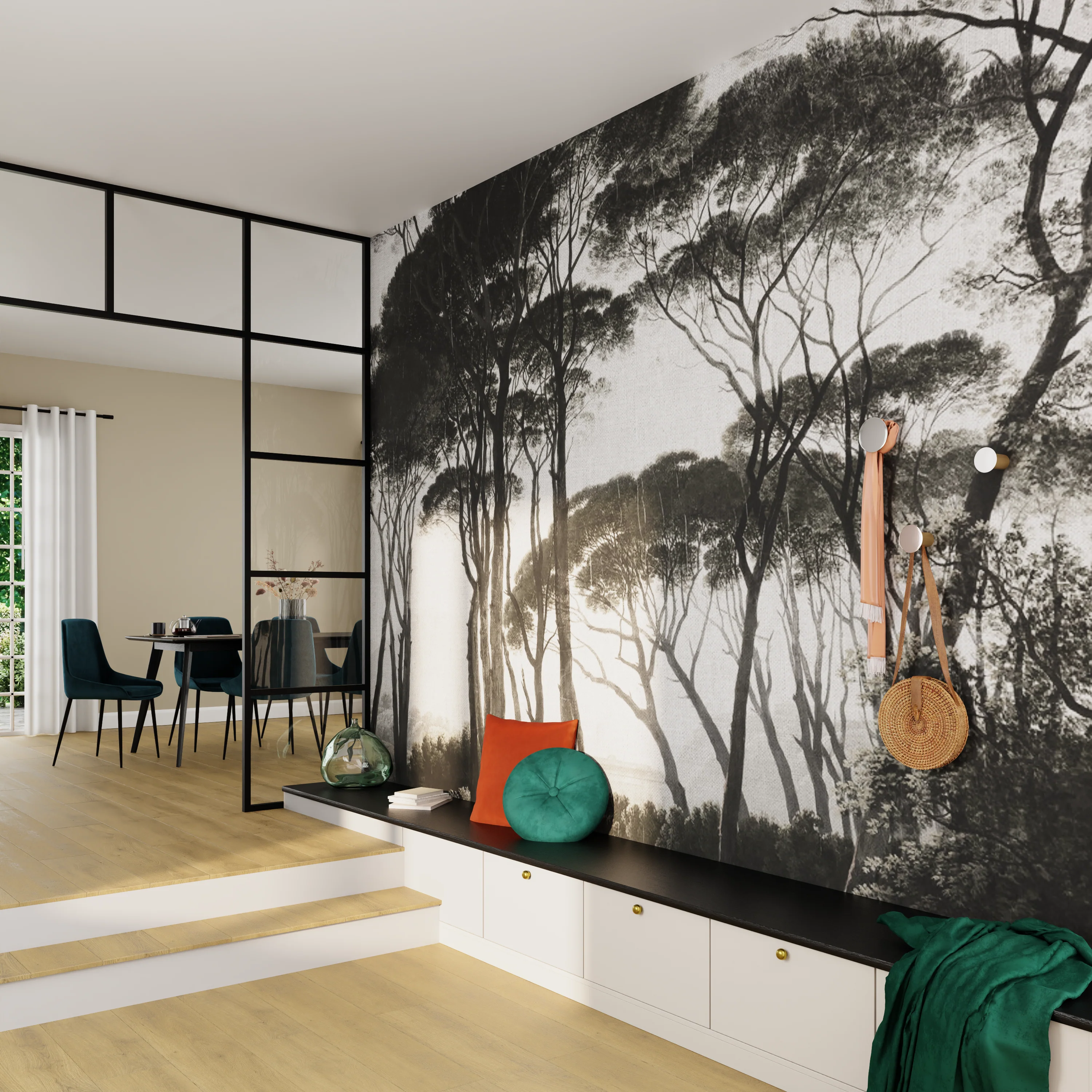 Papier peint panoramique XL BOSQUET 400 x 270 cm anthracite