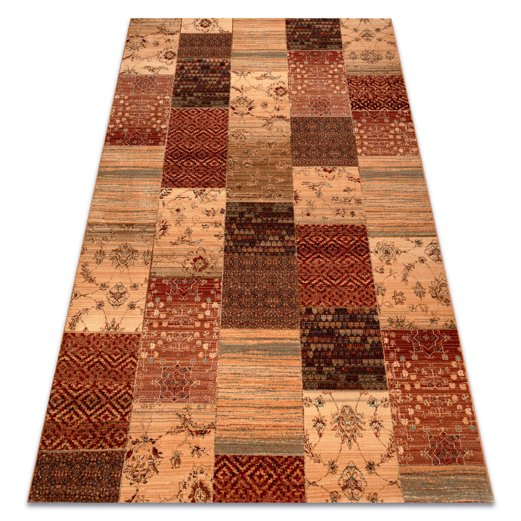 Dywan wełniany KASHQAI 4327 101 Patchwork terakota 67x130 cm