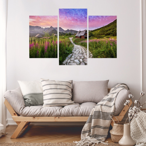 Obraz TRYPTYK Tatry Rośliny Ścieżka Pejzaż 60x40cm