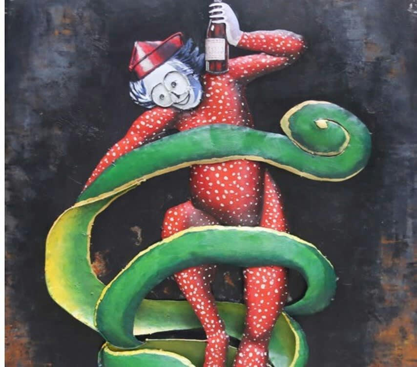 MÉTAL BRASS - Tableau relief en métal vin aromatisé 120x80