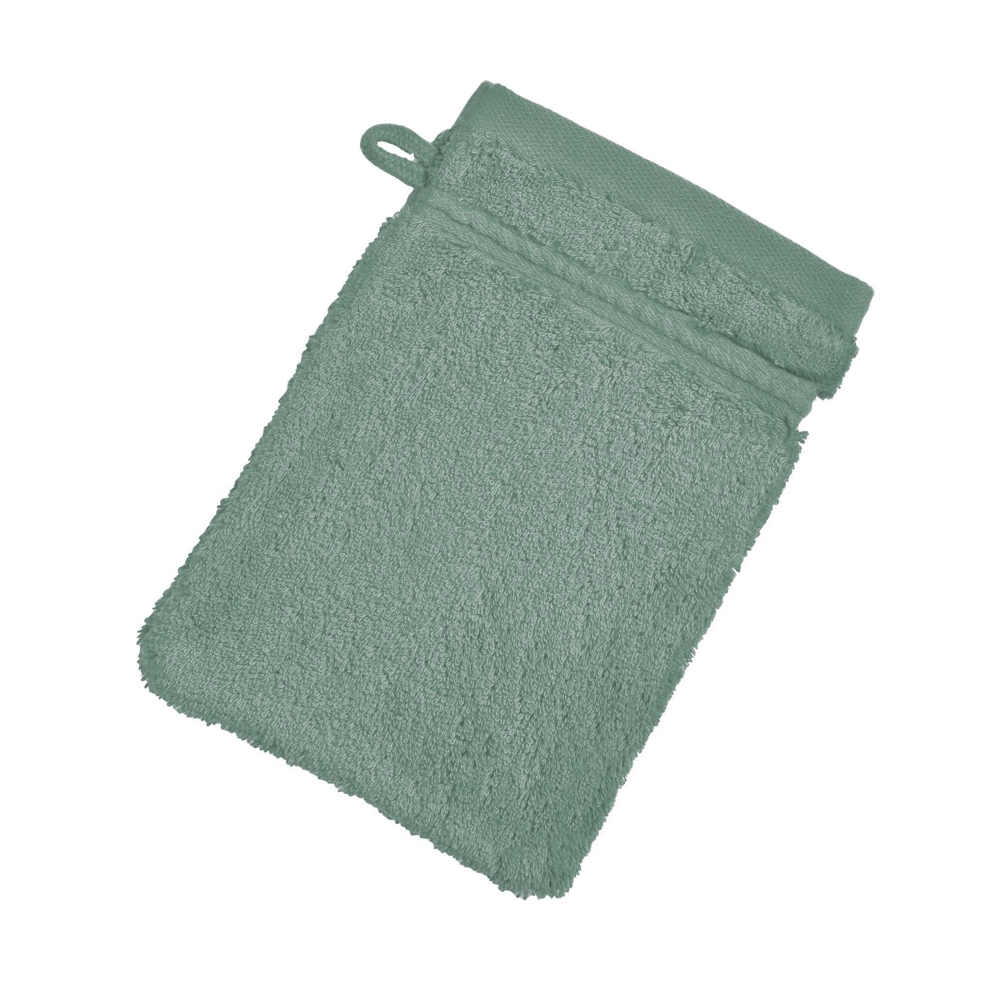 COTON PEIGNE D'EGYPTE EPONGES - Lot de 2 gants de toilette 15x21 vert de gris en coton