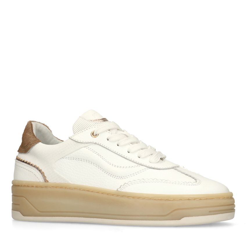 Manfield Witte leren sneakers