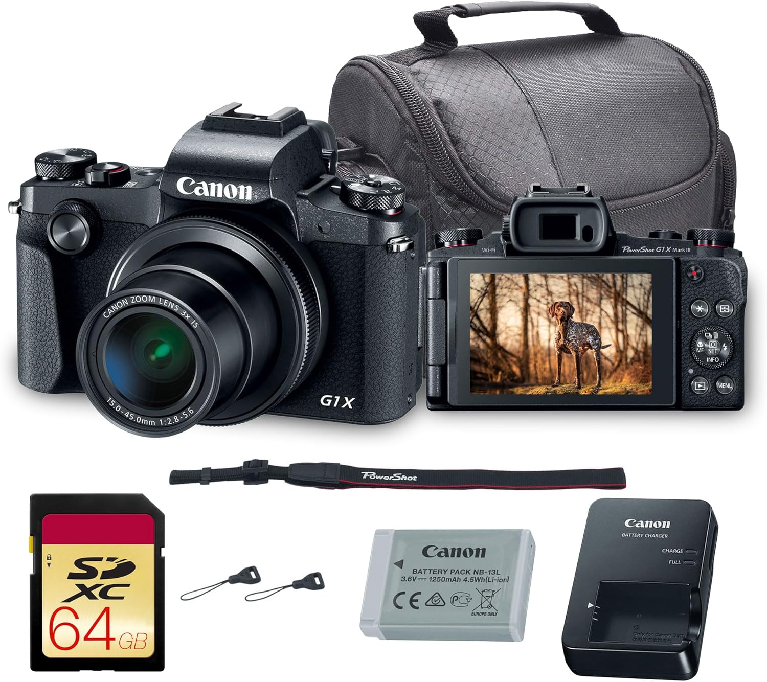 Canon PowerShot G1 X Mark III Digital Camera | 24.2MP APS-C Sensor  Dual Pixel AF & 3X Zoom | Compact Camera for Travel & Everyday Photography (2208C001) + 64GB Card + Shoulder Bag