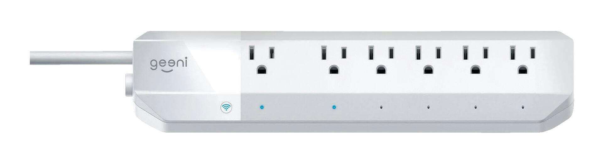 Geeni 6-Outlet Smart Wifi Power Bar with Surge Protector, 3-ft  Cord, 460 Joules, Compatible with Alexa and Google Assistant, White