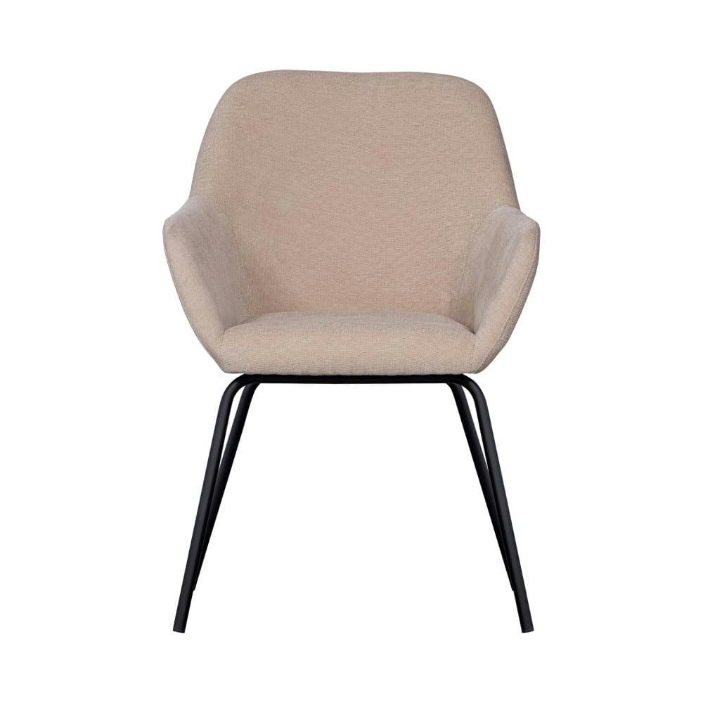 VOS - Lot de 2 fauteuils de table en chenille et métal beige