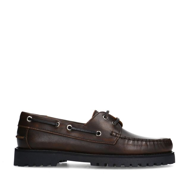 Bruine leren bootschoenen