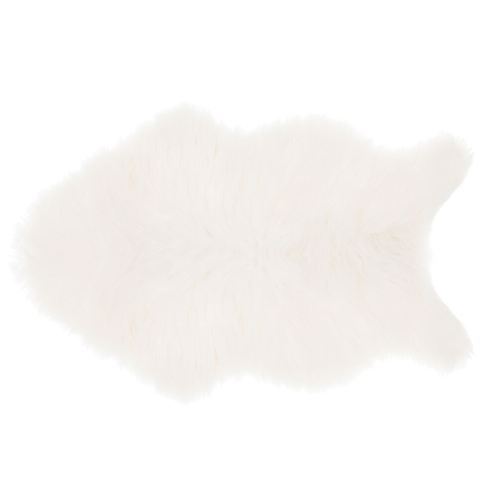 Tapete branco de pelo sintético 60x90cm