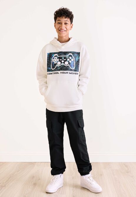 Older Boys Ecru Gaming Hoody
