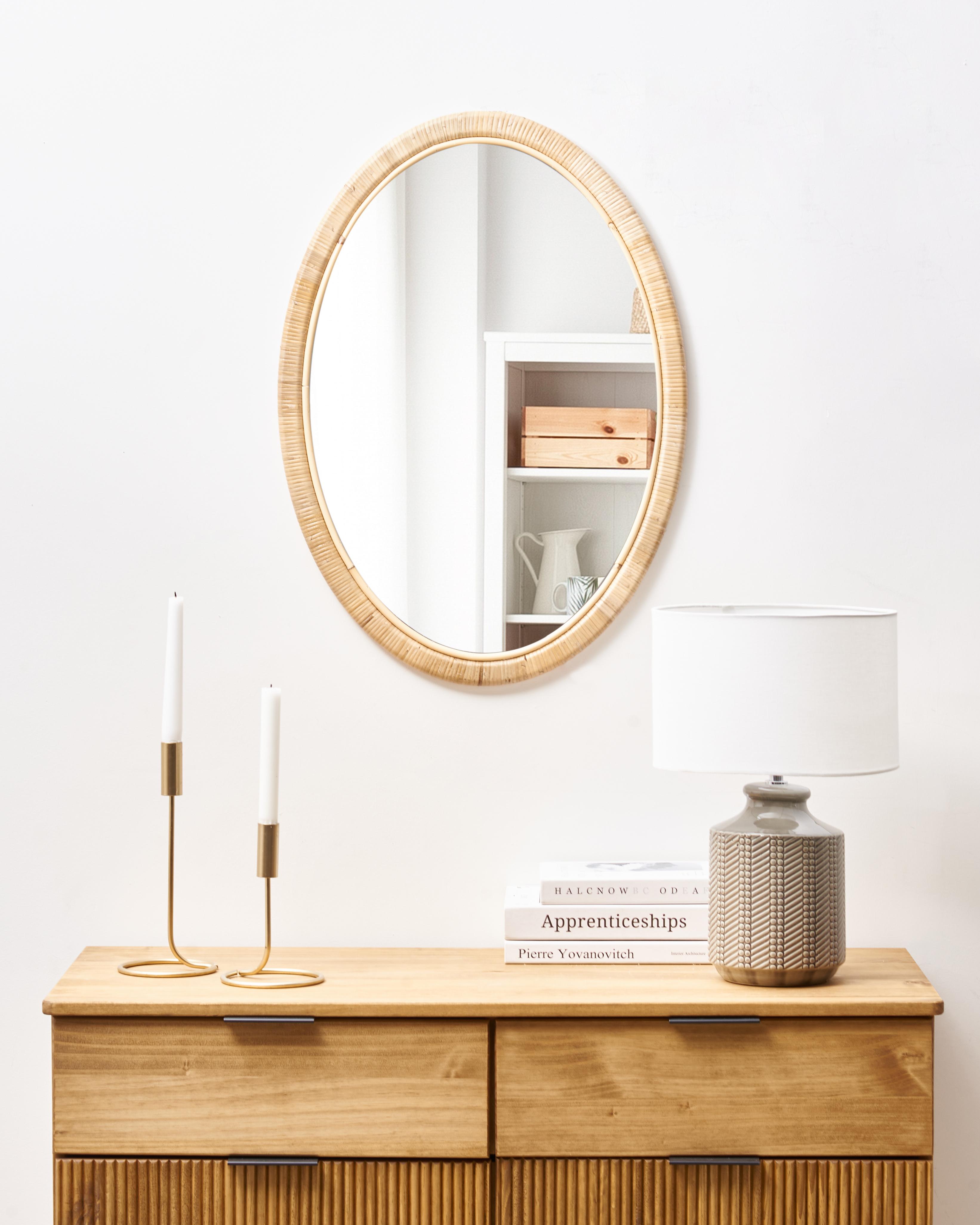 Wall Mirror FOISSY 50 cm 70 cm Rattan Natural