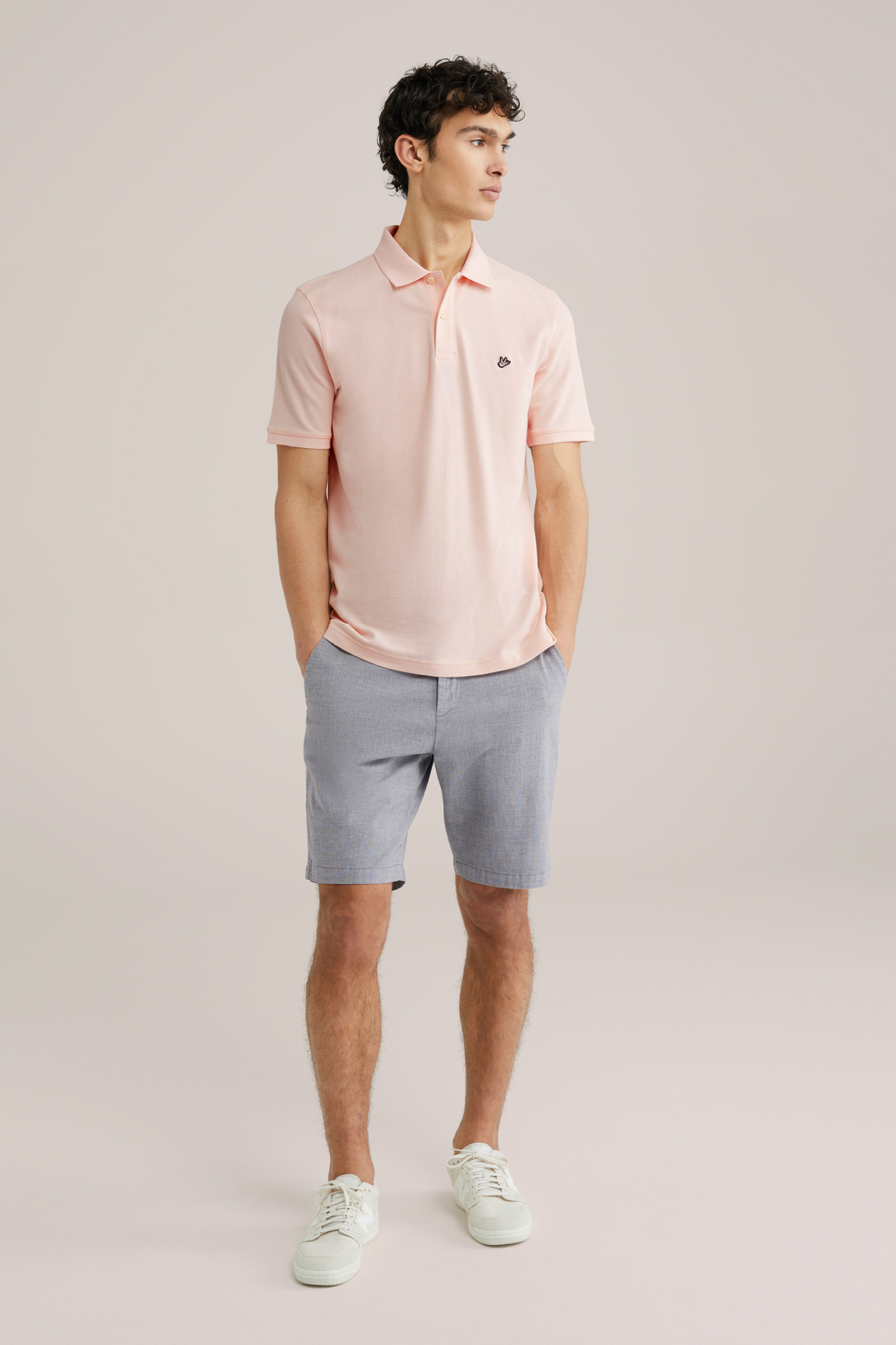 Heren Slim fit polo met structuur en embroidery