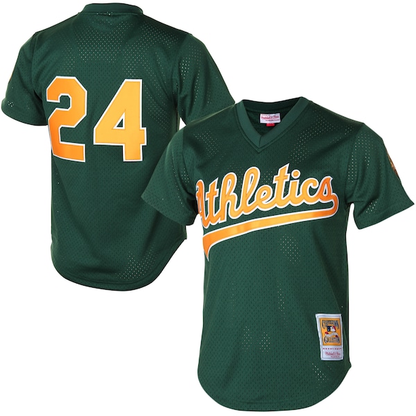 Rickey Henderson Oakland Athletics 1998 Cooperstown Mesh Batting Practice Jersey - Green