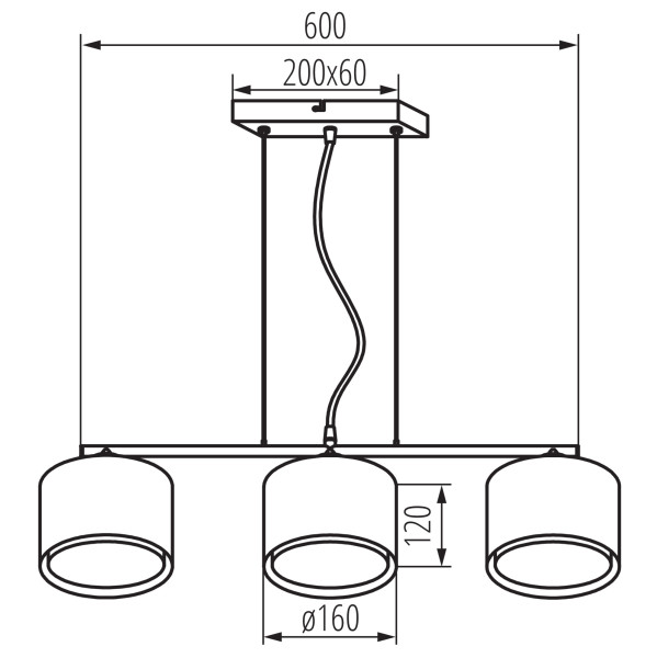 Lampa wisząca LightLogic LL ESEK C-I 3xE14 66179 3x klosz tkanina nikiel