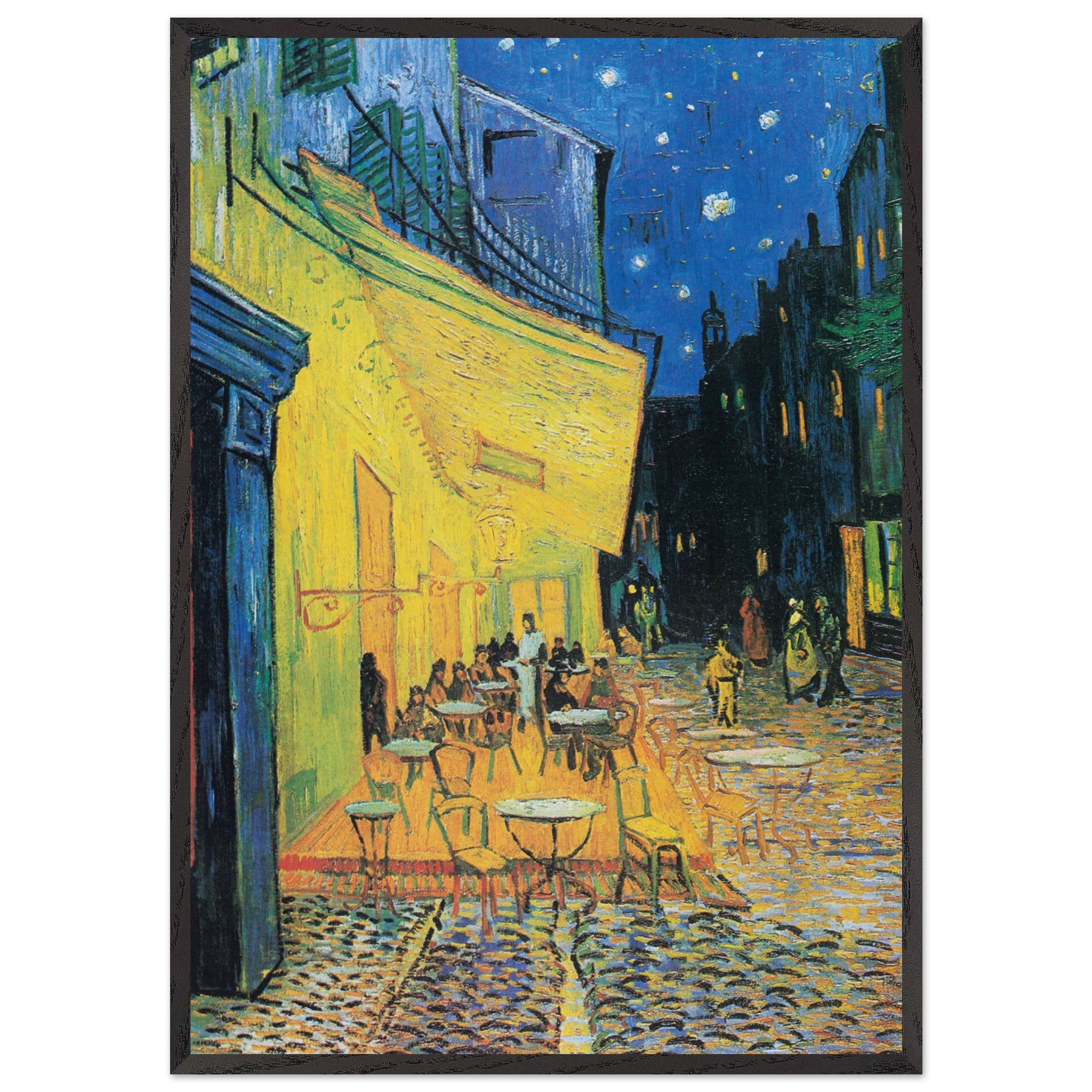 Artfulprints Poster met Lijst Vincent van Gogh - Caféterras bij nacht  - 70x100 cm - Meerkleurig
