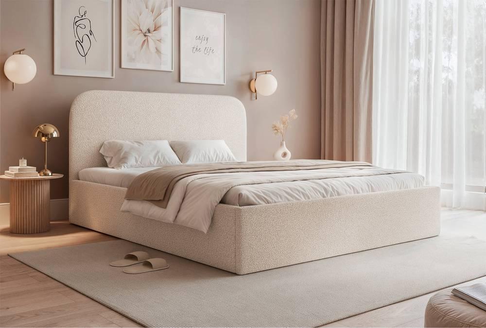 Bedframe Fia 160x200 bouclé met opbergruimte