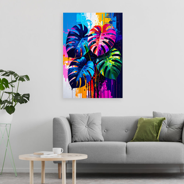 Obraz nowoczesny do salonu, Kolorowe Liście Monstery 20x30