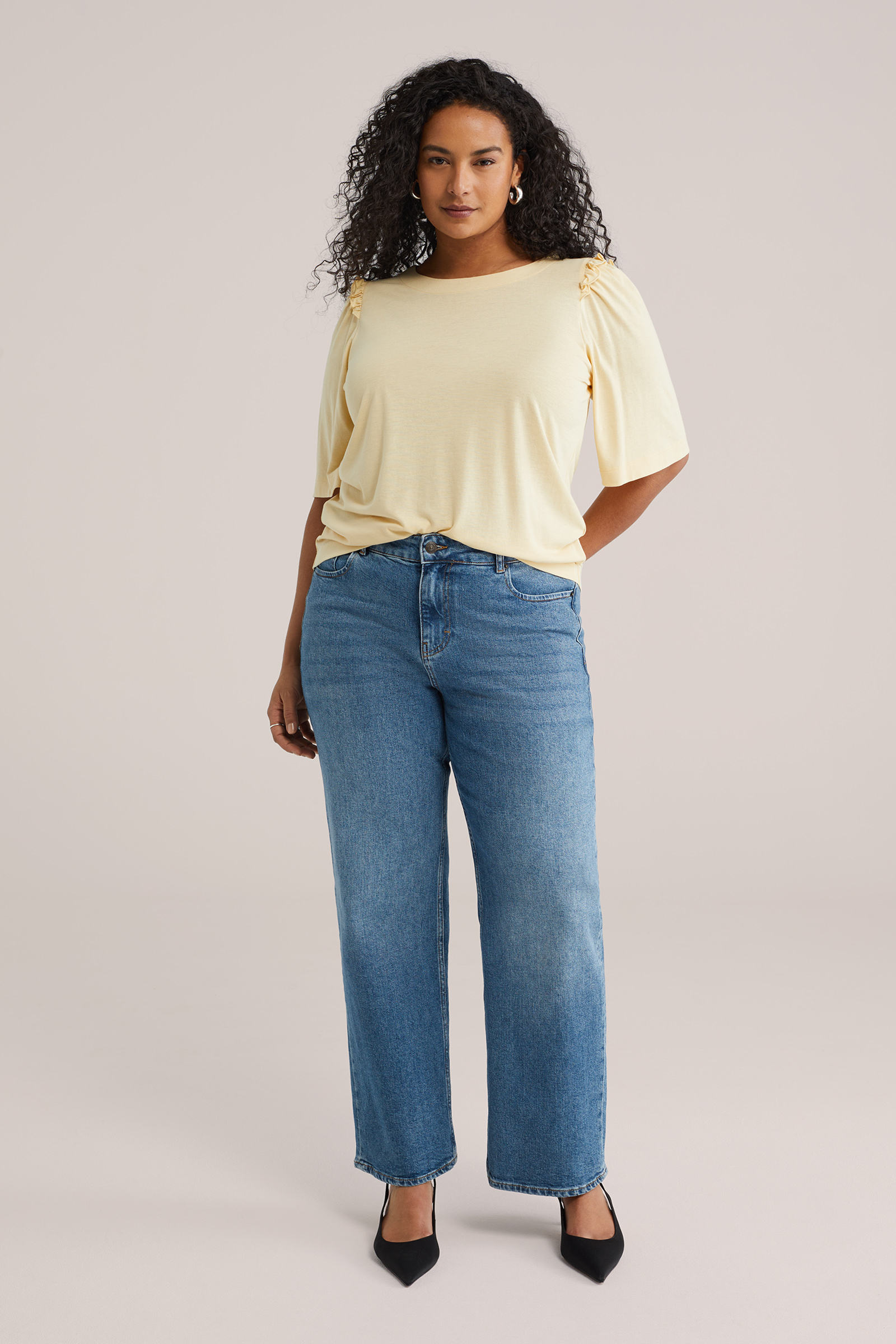 Dames Jersey T-shirt met ruches - Curve