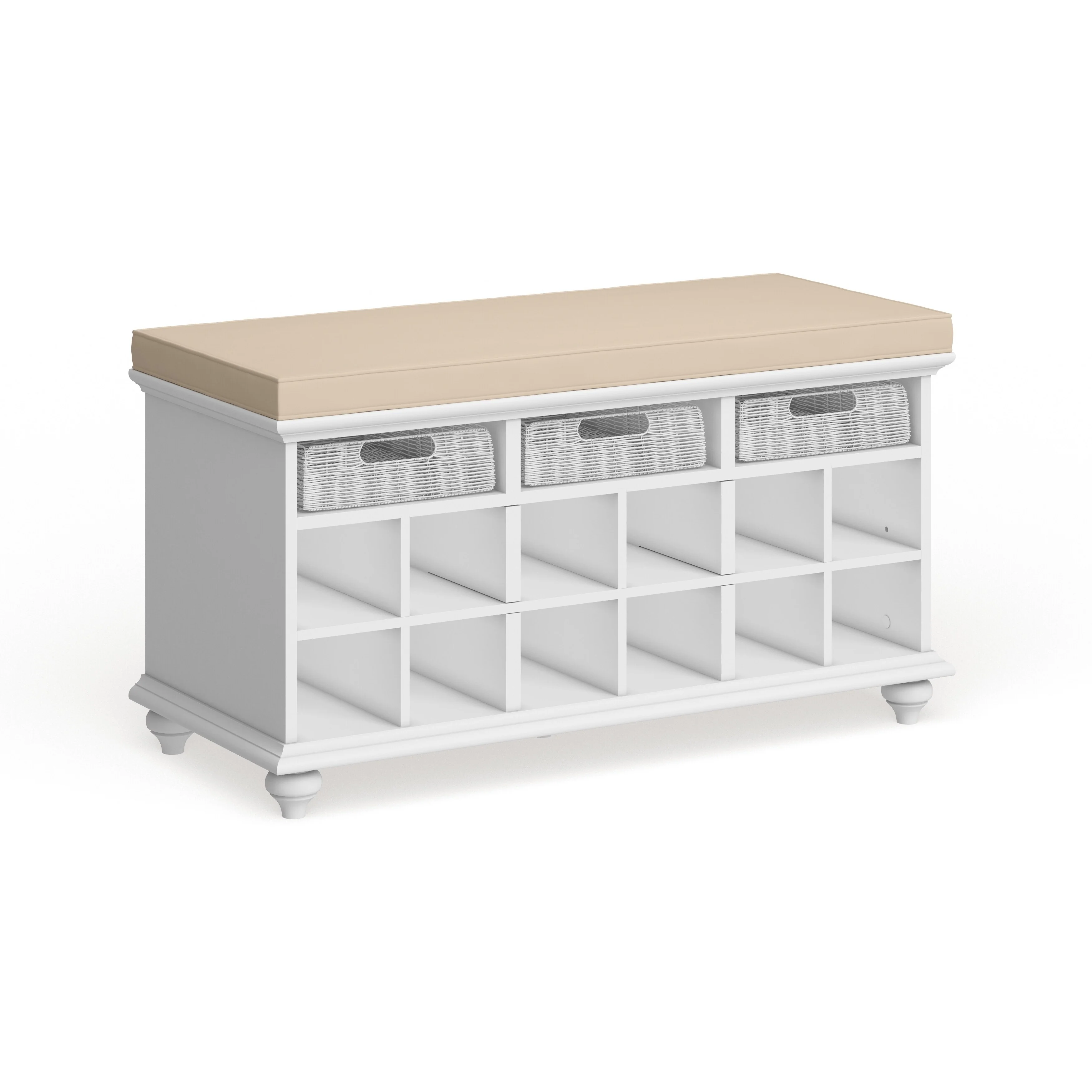 Copper Grove Guillermo White Entryway Bench with Shoe Storage