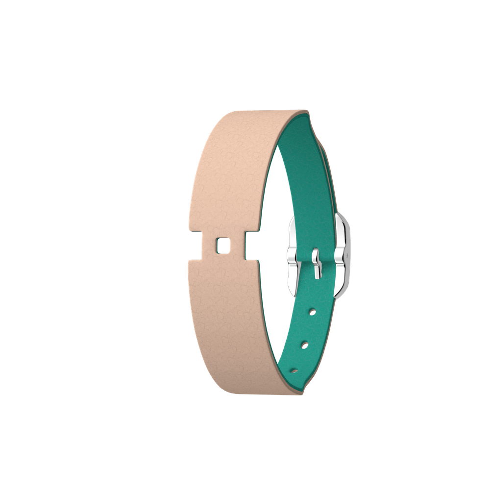 Bracelet Cuir Nude / Aquatic, boucle argentée