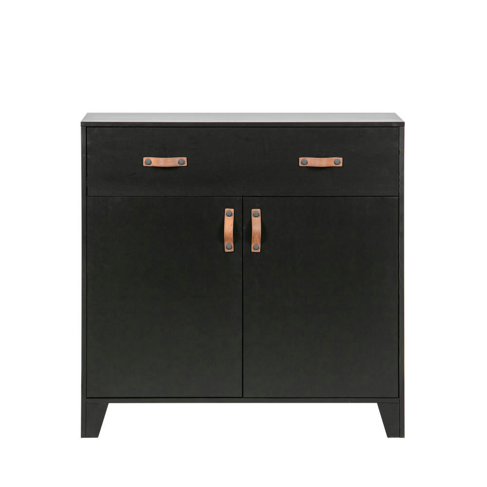 DIAN - Commode pour enfant 2 portes 1 tiroir en pin massif noir