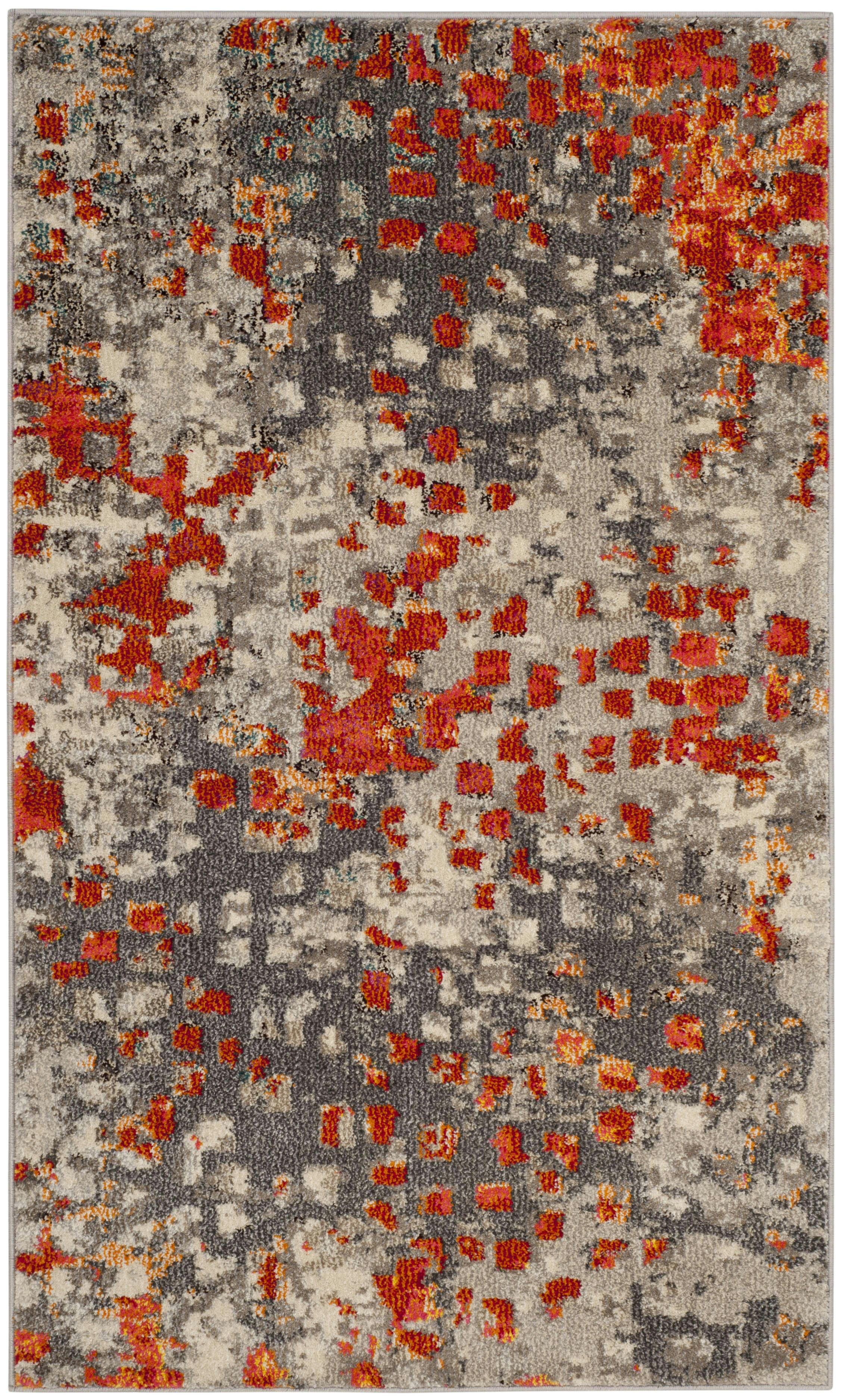 MONACO - Tapis de salon interieur en gris & orange, 91 x 152 cm