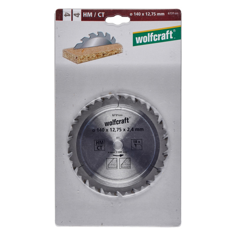 Lame de scie circulaire pour panneaux agglomérés Ø 140 x 12,75 mm WOLFCRAFT