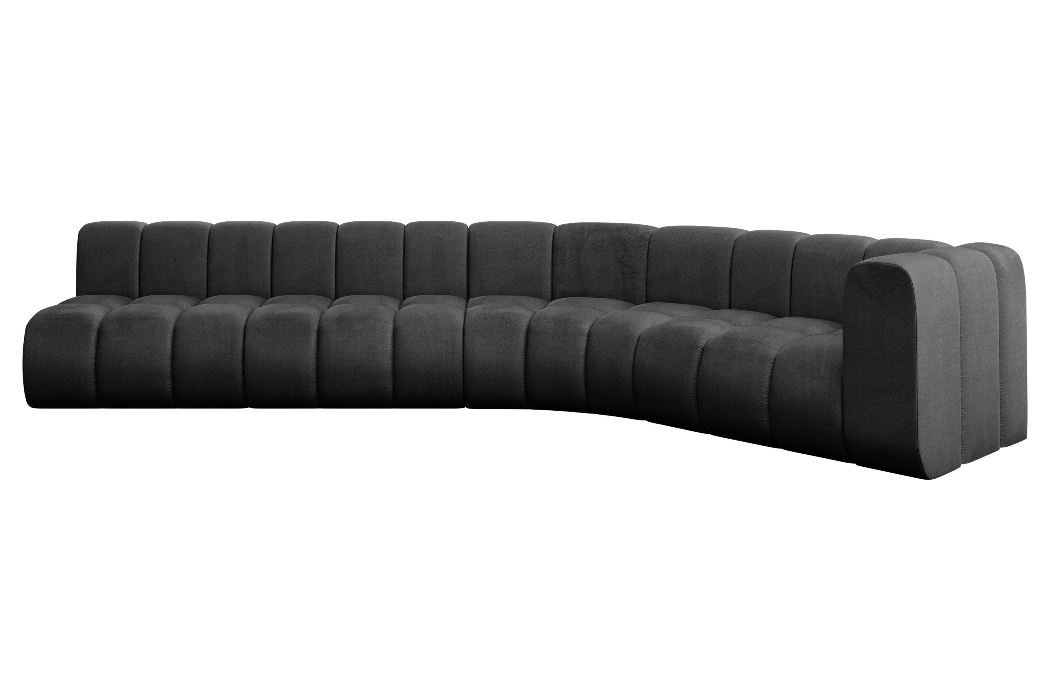 Narożnik prawostronny modułowy Karex-L2 - 399x194x70 cm Czarny
