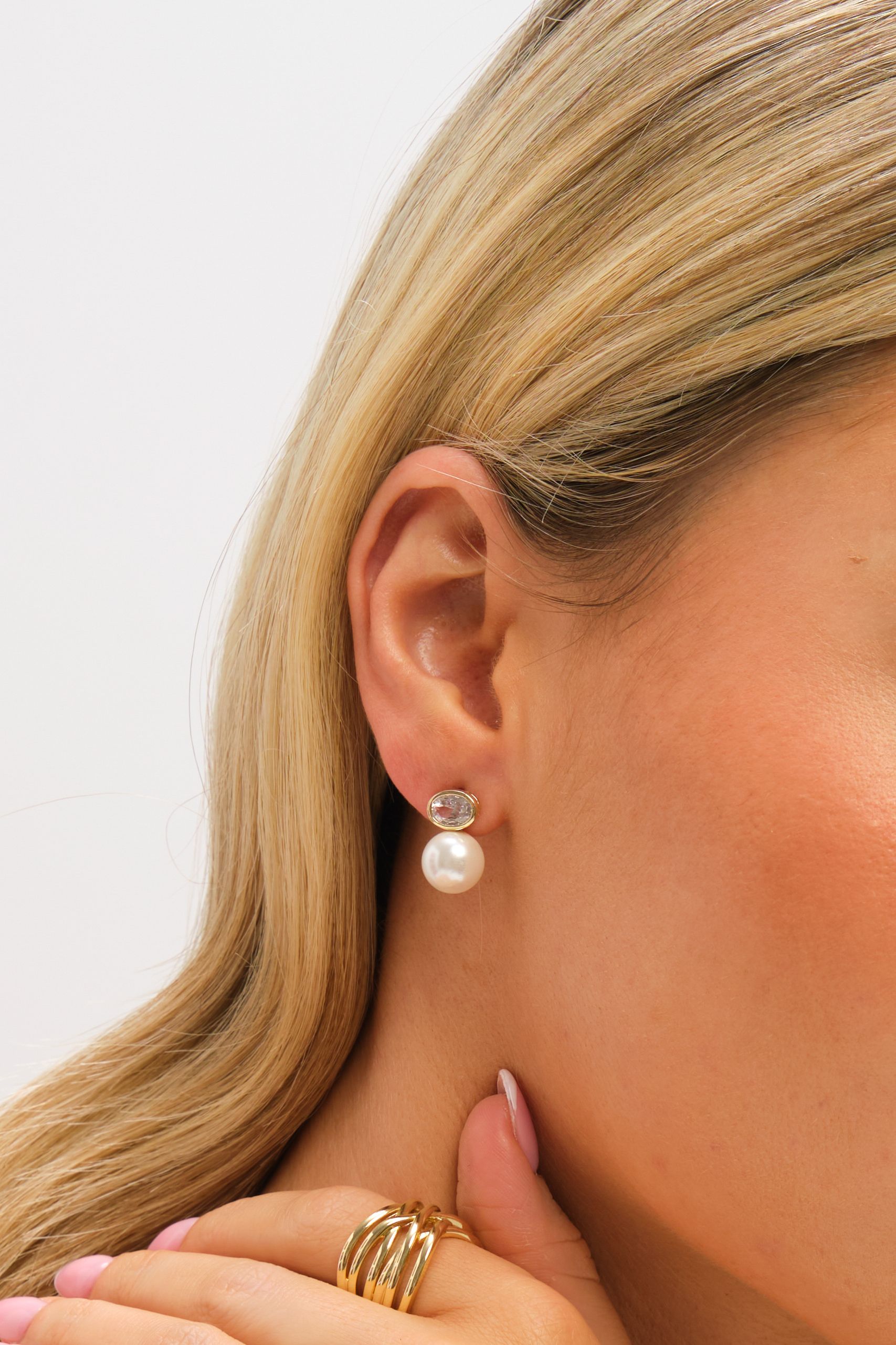 Jon Richard Gold Plated Crystal and Pearl Drop Earrings
