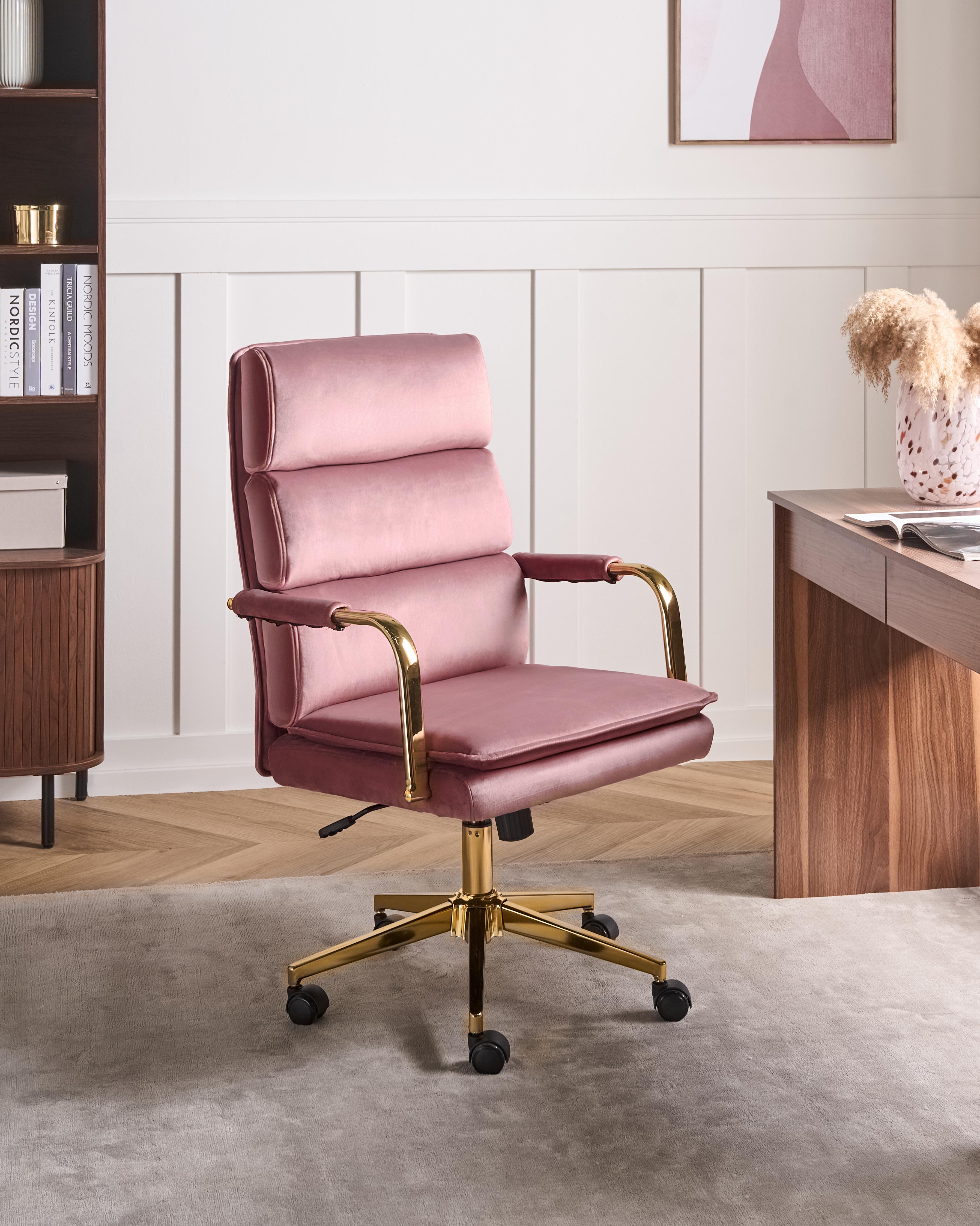 Office Chair VAMURE Velvet Pink