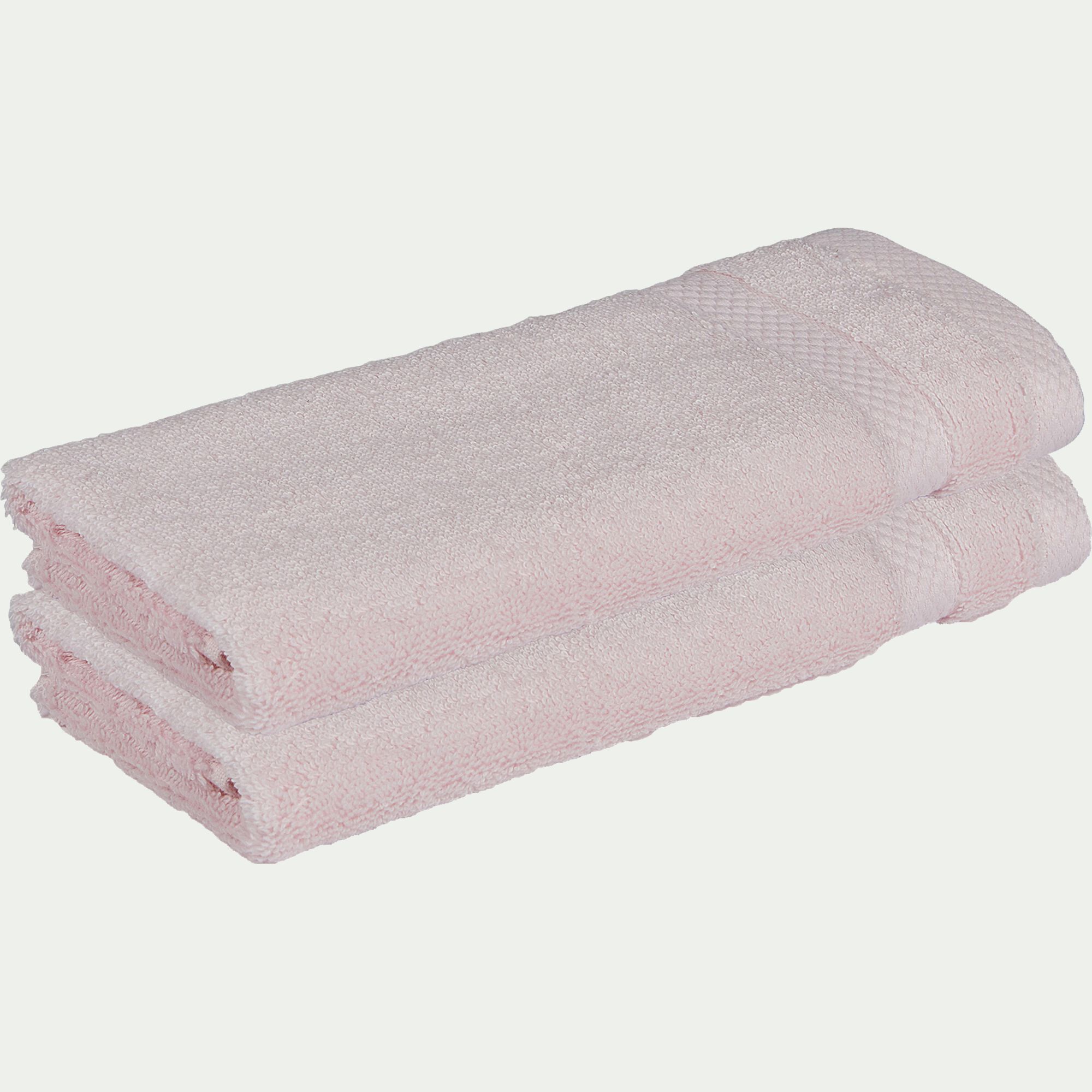 AZUR - Lot de 2 serviettes invité en coton peigné - rose simo 30x50cm