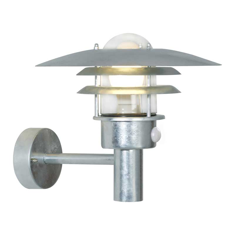 Nordlux Lønstrup Wandlamp Buiten | Sensor | Ø32cm | E27 | IP44 | Verzinkt | Seaside