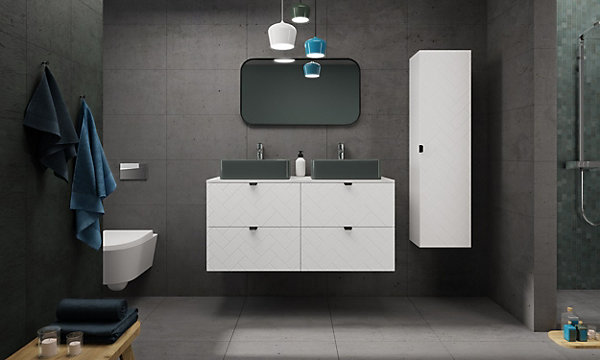 Meuble colonne suspendu de salle de bain MADIS BLANC 35 X 136 cm B