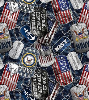 Military Cotton Fabric Navy Dog Tags
