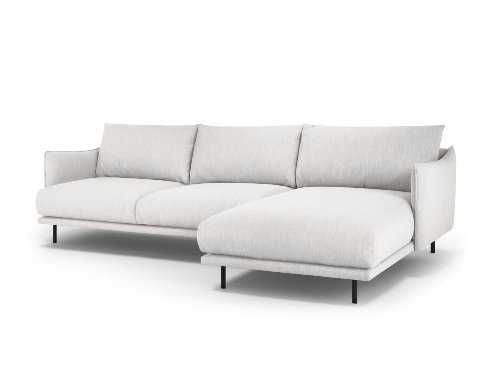 PARIS - Canapé D'Angle Droit 5 places en Tissu Structurel Gris Clair