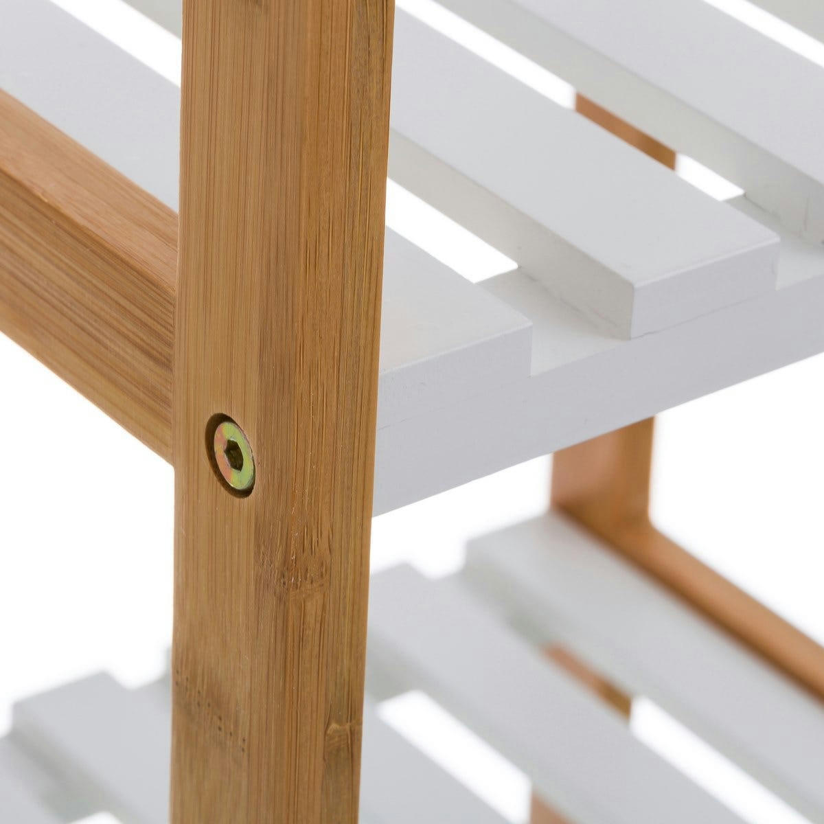 - Étagère salle de bain bambou blanc 3 étages - 34x33x80cm