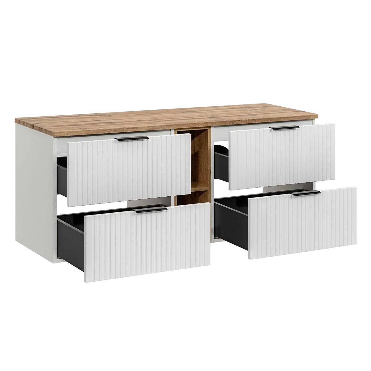 - Meuble sous-vasque 140cm 2 niches blanc