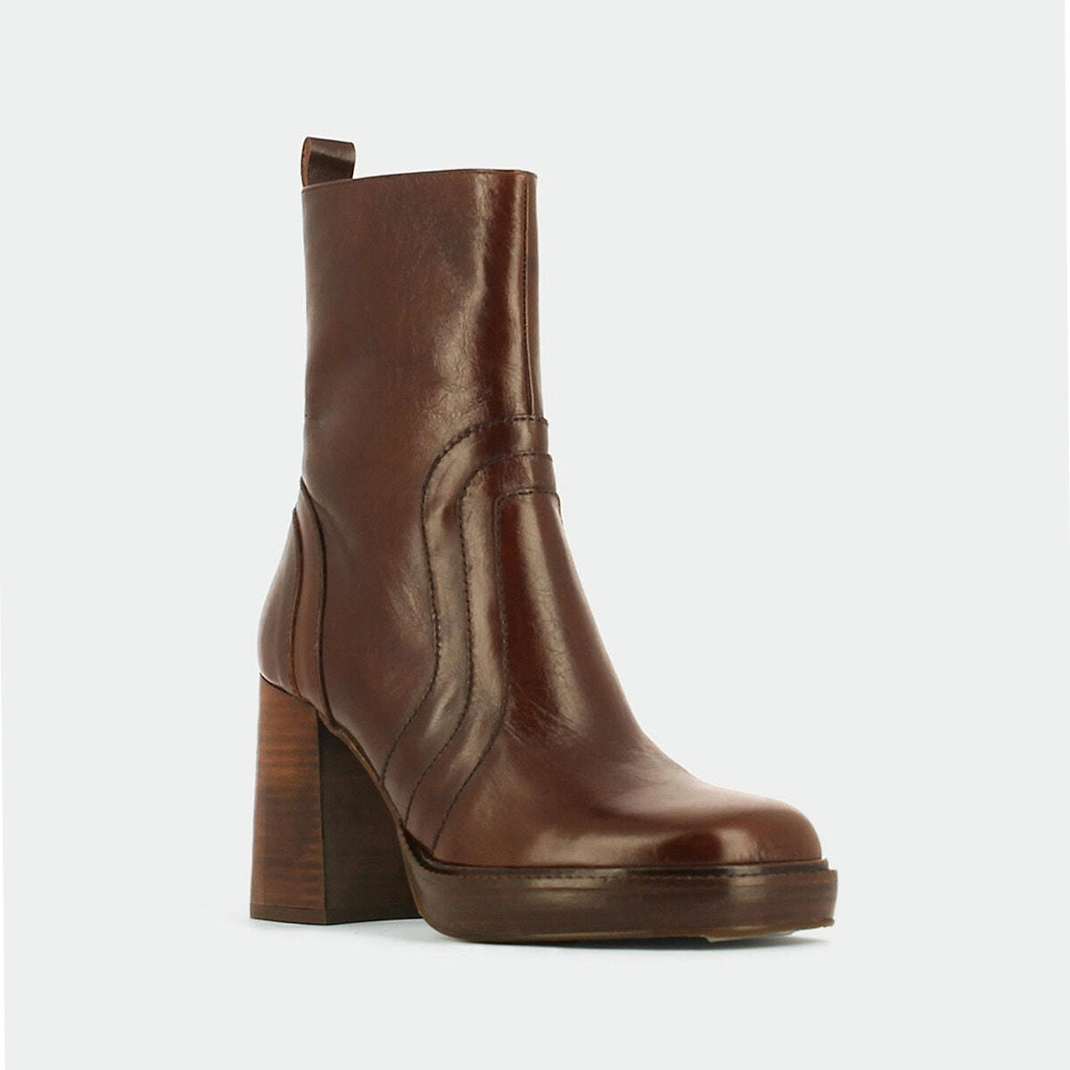 Bottines à talons Brise, cuir vieilli