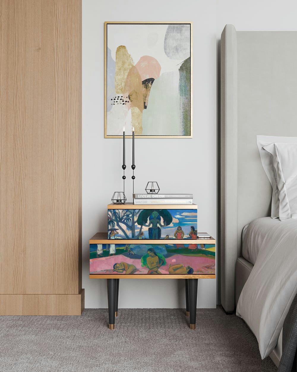 DAY OF THE GOD BY PAUL GAUGUIN - Table de chevet multicolore 2 tiroirs L 58 cm