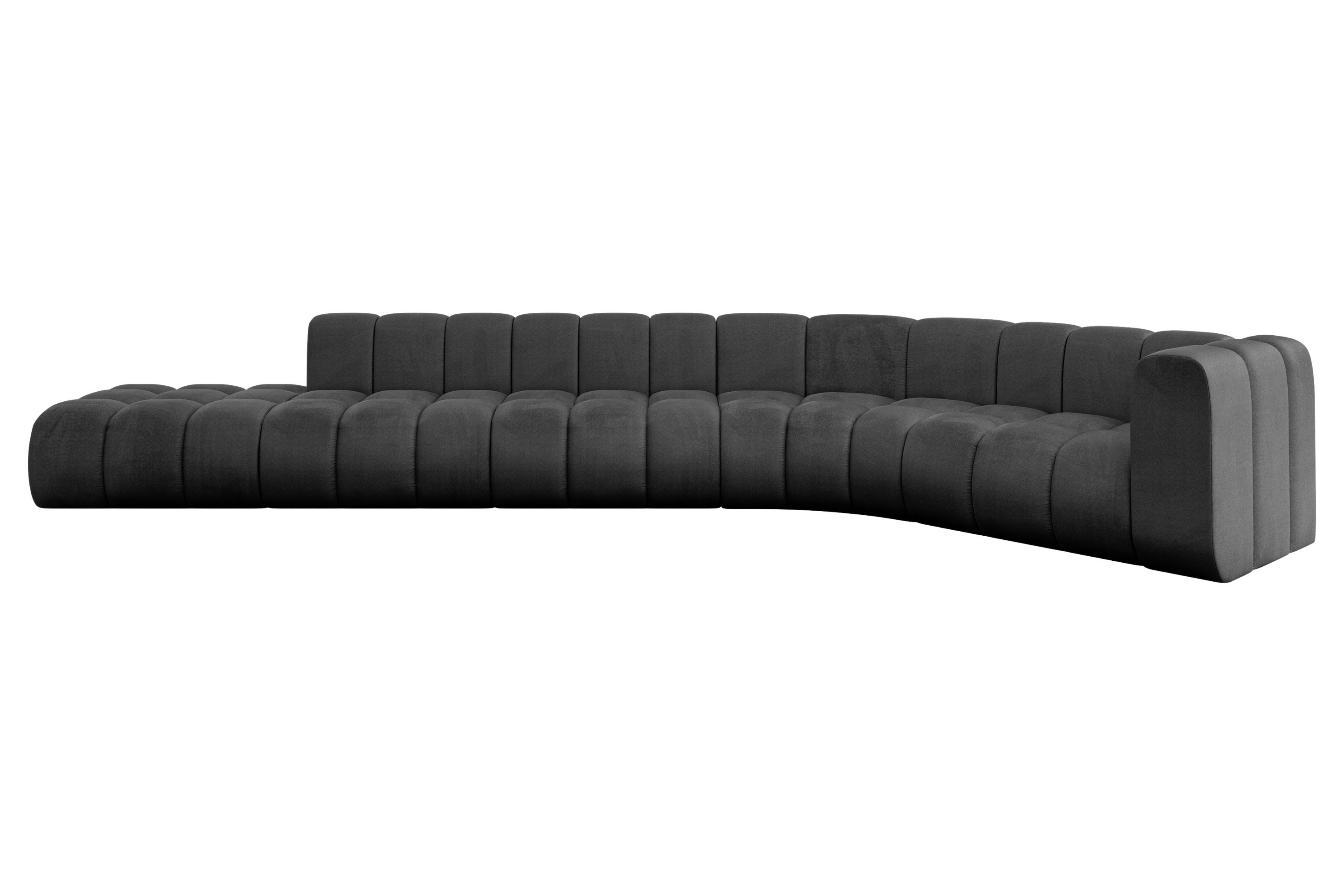 Narożnik prawostronny modułowy Tilmo-L2 - 490x194x70 cm Czarny