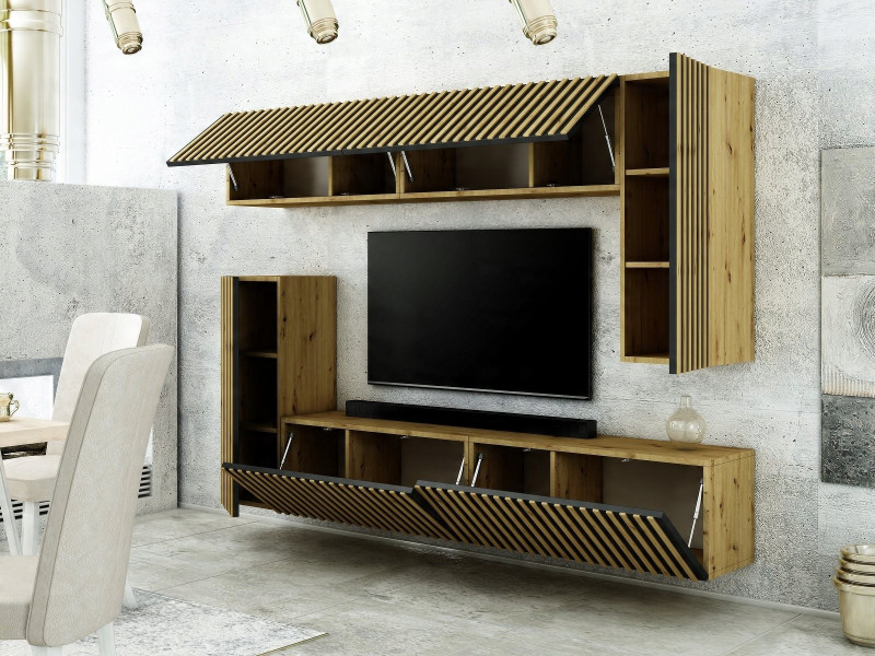 Mebloscianka Loft Z Lamelami Zestaw Trend-15 Dab Artisan