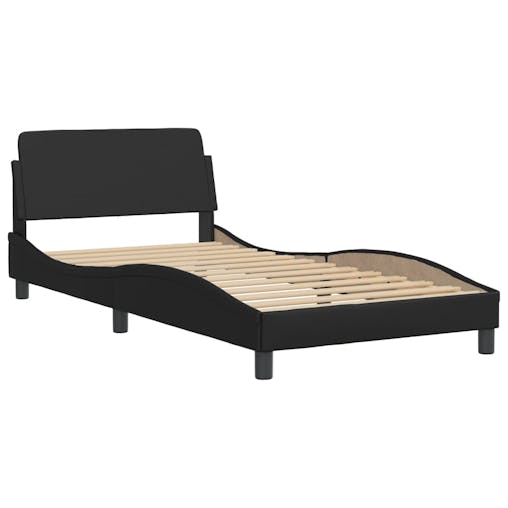 NNEVL Bed Frame with Headboard Black 107x203 cm Faux Leather